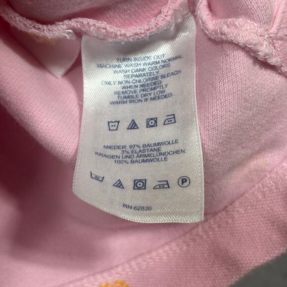 Lands' End Pink Pineapple Polo Shirt M Pima Cotton Tropical Preppy Coastal Chic - Picture 4 of 6